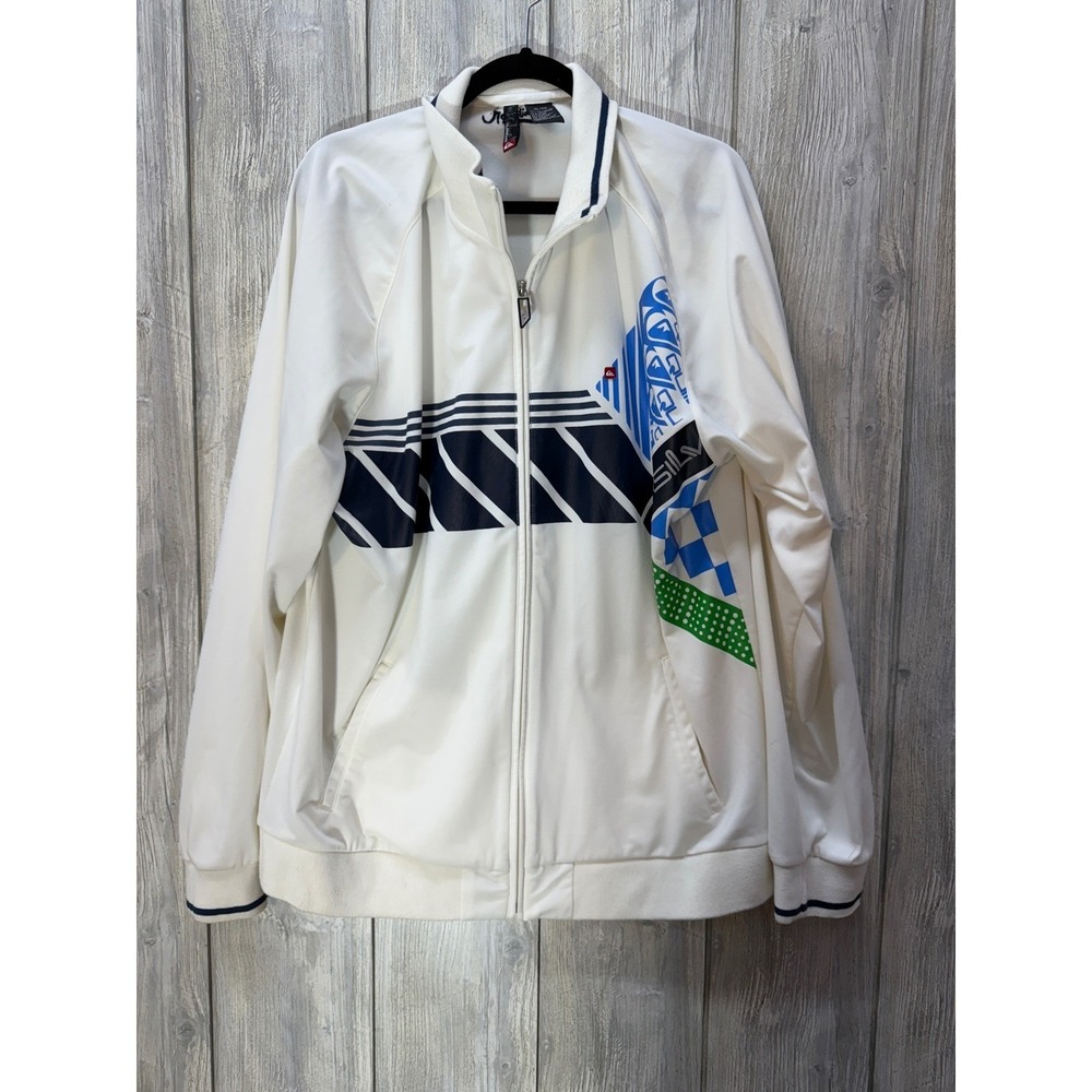 Quiksilver Mens White Graphic Track Jacket Full‎ Zip XL C106511 Blue Black Green